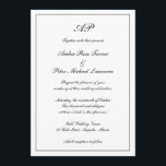 Convite Formal De Monograma Elegante Tudo Em Um Casamento<br><div class="desc">O estilo tradicional All In One Wedding Invitation apresenta um design simples em preto clássico e branco com seu monograma no topo junto com seus detalhes de casamento em um roteiro elegante cercado por uma fronteira. A cor pode ser alterada para qualquer cor desejada clicando no botão "personalizar". A parte...</div>