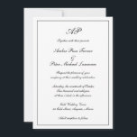 Convite Formal De Monograma Elegante Tudo Em Um Casamento<br><div class="desc">O estilo tradicional All In One Wedding Invitation apresenta um design simples em preto clássico e branco com seu monograma no topo junto com seus detalhes de casamento em um roteiro elegante cercado por uma fronteira. A cor pode ser alterada para qualquer cor desejada clicando no botão "personalizar". A parte...</div>