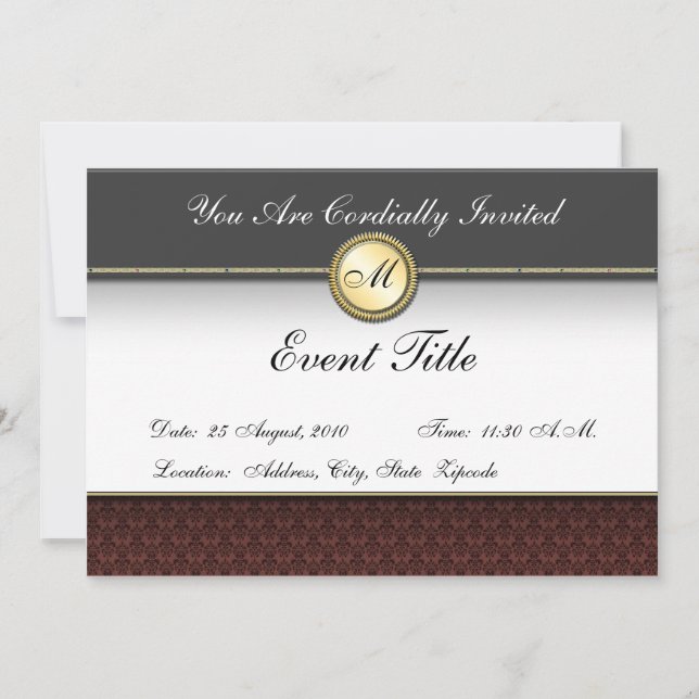 Convite Formal De Monograma Personalizado De Rico (Frente)