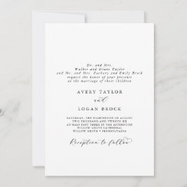 Convite Formal de Script Elegante Ambos os Pais Hospedando