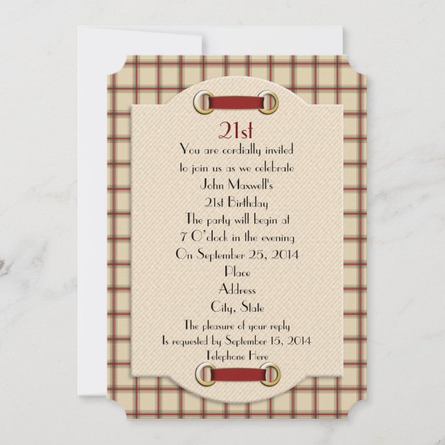 convite formal do aniversário de 21 anos para o ho (Frente)