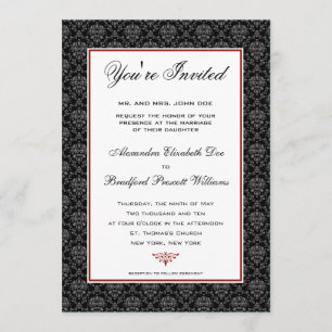 Convite formal do casamento do damasco elegante::
