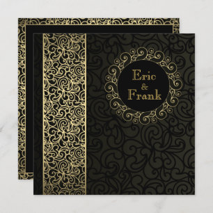Convite Formal Dourado Elegante Negra