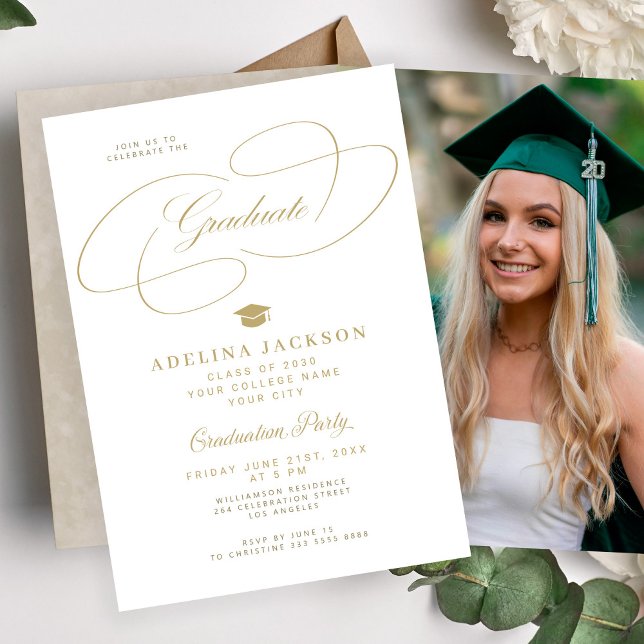 Convite Formal elegant college photo graduation party (Criador carregado)