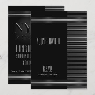 Convite Formal Elegante de Listra de Smoking Preto