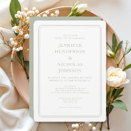 Convite Formal Elegante Sage Green Wedding