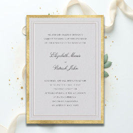 Convite Formal Elevated Gold Ivory Modern Classic Wedding