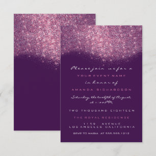Convite Formal Glitter Rosa Violeta Roxo