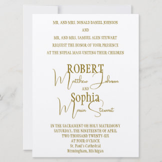 Convite Formal Gold Black Tie Wedding Invitation