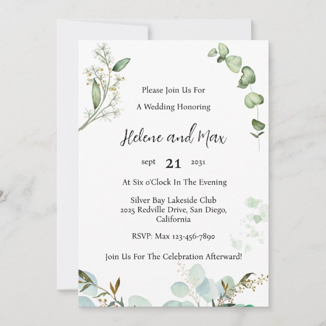 Convite Formal Greenery Casamento (Frente)