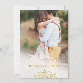 Convite Formal Indian Style Foto Dourada Casamento Chic Ro