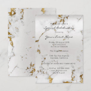 Convite Formal Mínimo de Mármore de Prata inicial de Cin