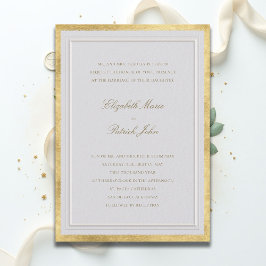 Convite Formal Modern Classic Elevated Gold Ivory Wedding