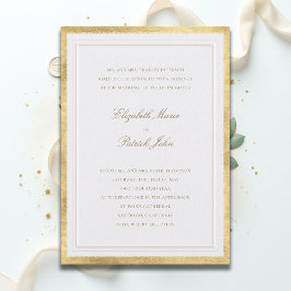 Convite Formal Modern Classic Elevated Gold Pearl Wedding