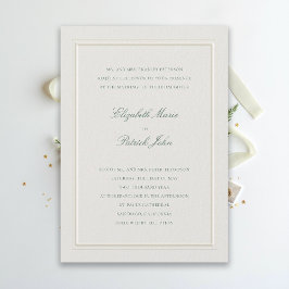 Convite Formal Modern Classic Elevated Green Ecru Wedding