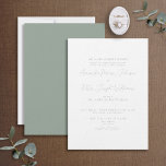 Convite Formal Moderno Caligrafia Sage Casamento Verde<br><div class="desc">Seu dia de casamento é um dos dias mais importantes de sua vida, então você quer seu convite para refletir o significado da ocasião. Este Convite para Casamento Verde da Caligrafia Moderna Formal faz exatamente isso, com seu esquema clássico de preto e branco e tipografia elegante. O layout tradicional é...</div>