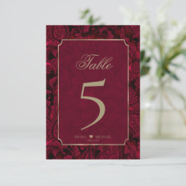 Convite Formal Paisley Table Numbers Burgundy ID767
