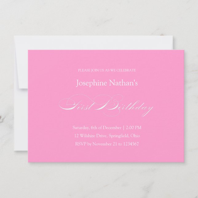 Convite Formal para a Menina de Aniversário (Frente)