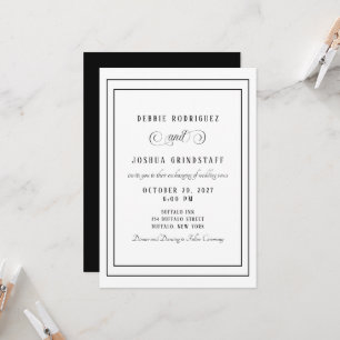 Convite Formal para Casamento Negro e Branco Moder