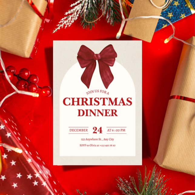 Convite Formal para Jantar de Natal | Feriado Eleg ("The simplest way to announce an unforgettable holiday dinner. Fully customizable."

)