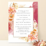 Convite Formal Peach, Blush, Casamento de Cores Aquáticas<br><div class="desc">Aprecie o seu convidado com este elegante e único convite para casamento com elementos florais de cor aquosa refinados numa bela mistura de pêssego, laranja, rosa-pincel, rosa empoeirado e champanhe creme mostrando seus detalhes de casamento e delicada mancha aquosa em cascata em tons burgosos. Formulação formal de convite com os...</div>