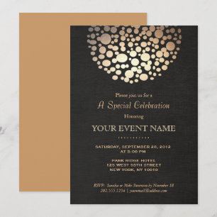 Convite Formal Preto com Esfera de Círculo Dourado