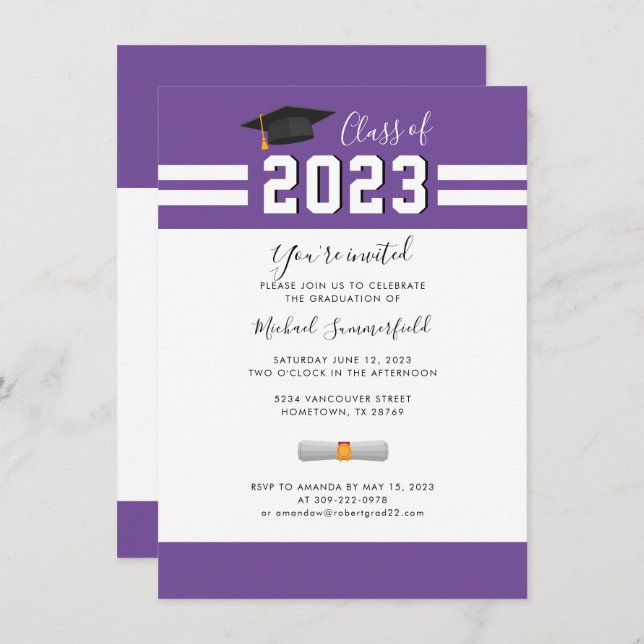 Convite Formando 2025 Festa de formatura Roxa (Frente/Verso)