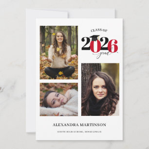 Convite Formando 3 Classe Vermelha de Colagem de Fotos de 