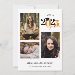 Convite Formando 3 Fotos Colagem Laranja Classe de 2023