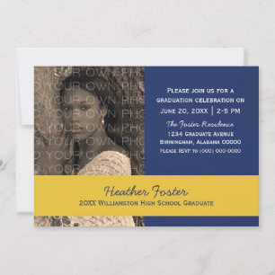 Convite Formando Blocos de Cor da Escola Azul/Amarelo