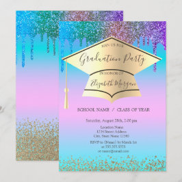 Convite Formando Boné,Diamantes,Drips Graduação Holográfic