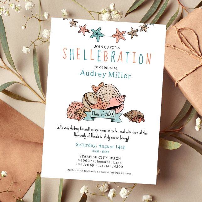 Convite Formando de Beachy Bonito Saindo da Festa de Despe (Criador carregado)