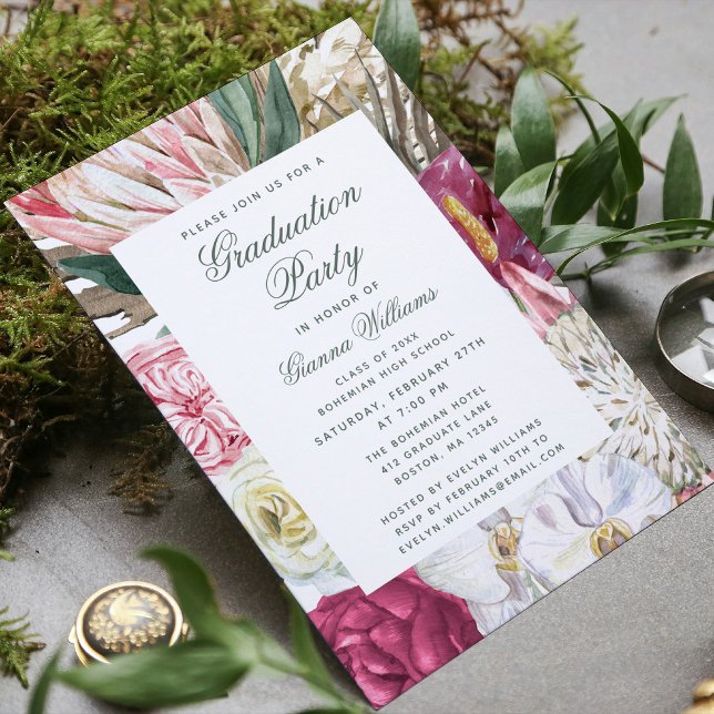 Convite Formando de Formando Floral de Aquarela festa de f (Criador carregado)