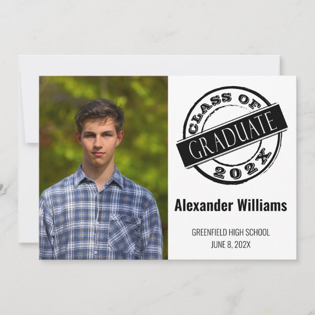 Convite Formando de Foto Moderna em Homem (Frente)