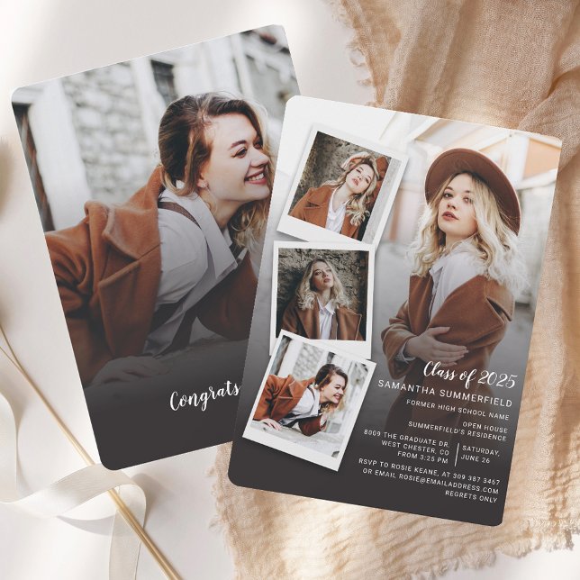 Convite Formando de Graduação da Colagem de Fotos 2025 (Graduate Photo Collage Graduation 2025 Party Invitation)