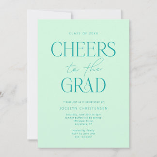 Convite Formando do Mint Green Modern Cheers
