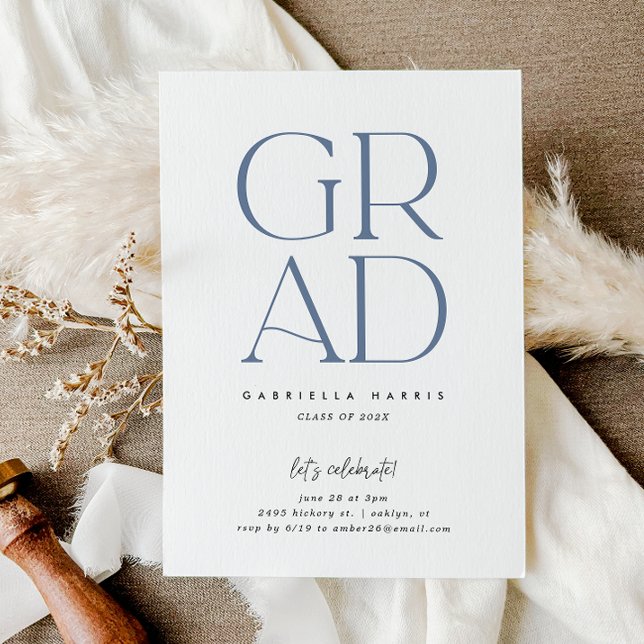 Convite Formando | Dusty Blue + White Graduação (Soaring Grad | Dusty Blue + White Graduation Invitation)