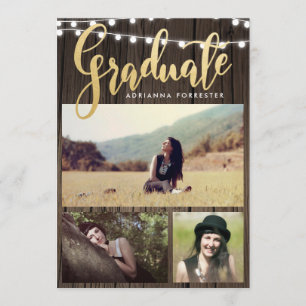 Convite Formando Faux Gold Foil   Foto das luzes de string