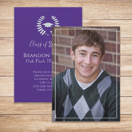Convite Formando - Folhas Simples de Roxo Elegante