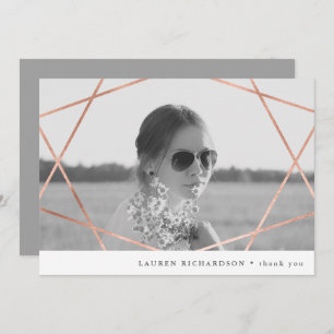 Convite Formando Geo  Faux Copper com Foto Obrigado