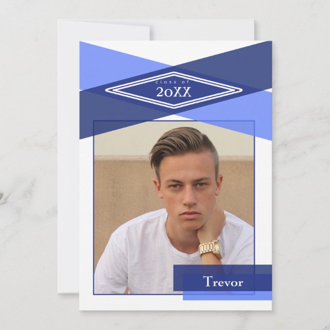 Convite Formando Geométrico Azul Moderno Abrir Casa (Frente)