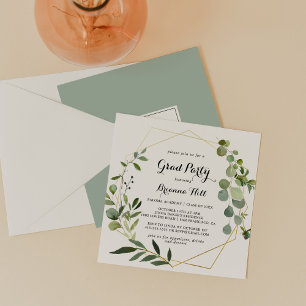 Convite Formando Geométrico Dourado de Caligrafia Tropica