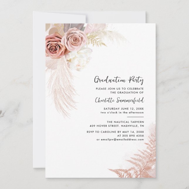 Convite Formando Graduação 2025 Festa Pampas Grass (Frente)