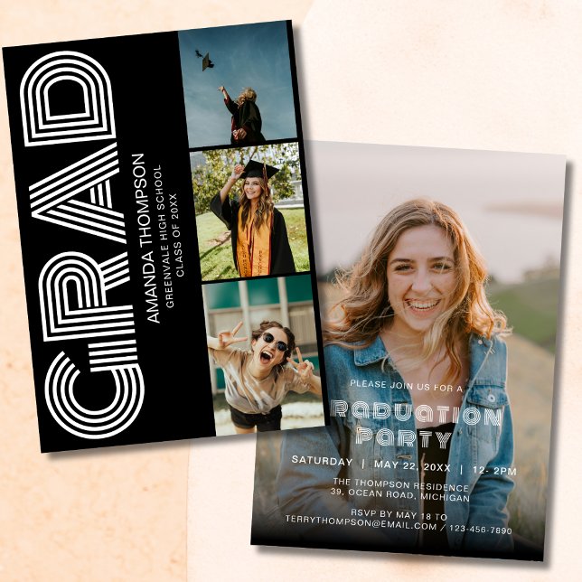 Convite Formando Graduação Dourada de Colagem de Fotos em  (Criador carregado)