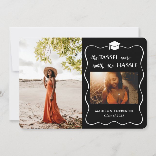 Convite Formando Hat Script Tassel valeu a pena (Frente)