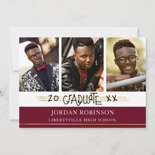 Convite Formando impresso manual | Marrom e Linhas Dourada (Frente)