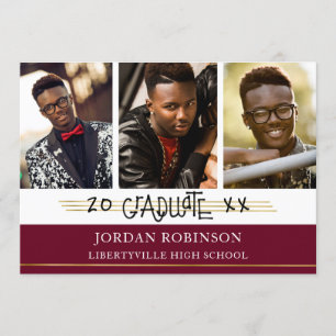 Convite Formando impresso manual   Marrom e Linhas Dourada