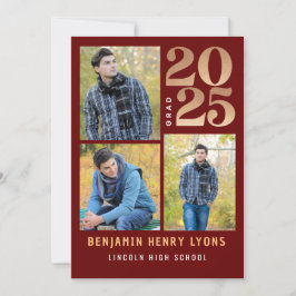 Convite Formando Maroon Classe 2025 Imprimível