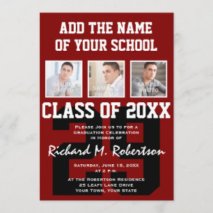 Convite Formando marrom e branco do atleta do número da