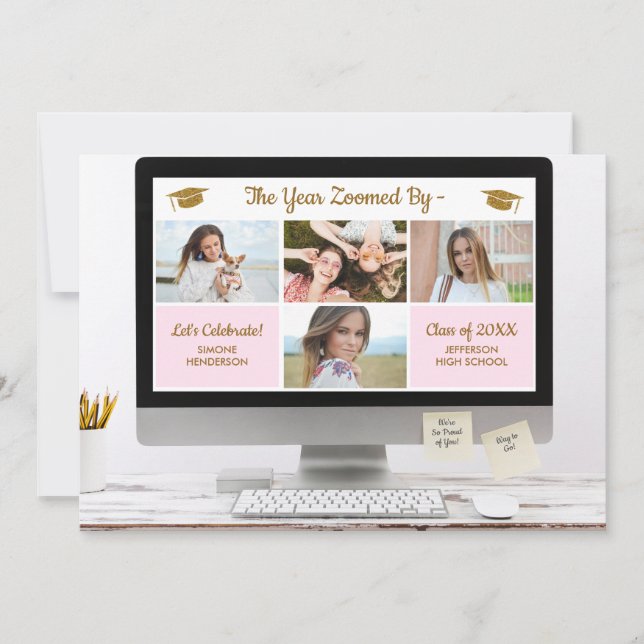 Convite Formando Moderno Colagem de Fotos Festa de formatu (Frente)